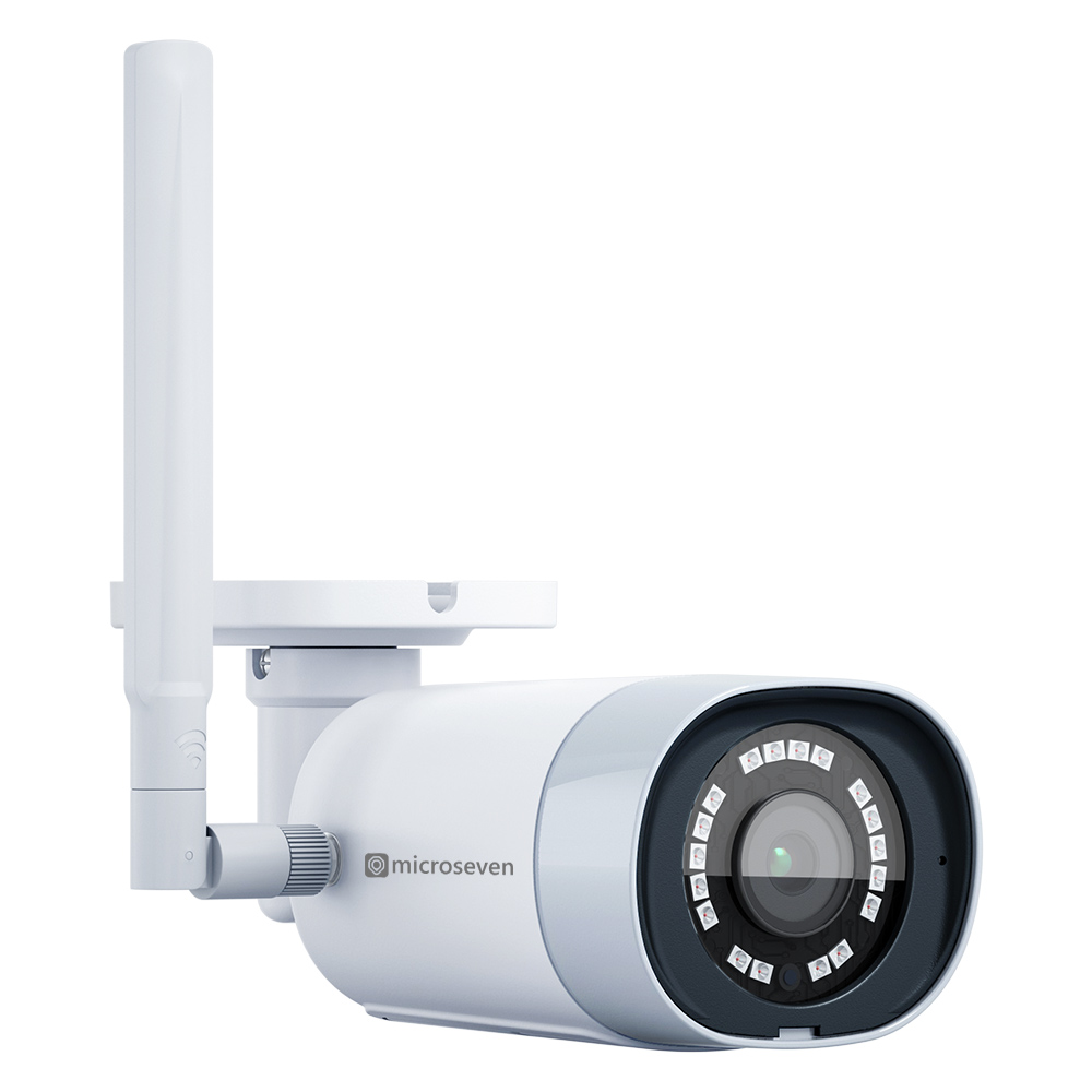 Microseven Professional Open Source Security Camera, Remote Managed, Bullet Type, IP Network, UltraHD 4K/8MP (3840x2160), All-in-One PoE + Duo 2 WiFi (2.4/5GHz) [WiFi+POE], Wide Angle, Smart Motion Detection, Outdoor & Indoor (IP 66), IR Soft-Switch On/Off Night Vision, 256GB SD Slot, Two-Way Audio, ONVIF, Web GUI & Apps, CMS (Camera Management System), M7RSS (Video Recorder Server), Cloud Storage, Broadcasting on YouTube and Microseven