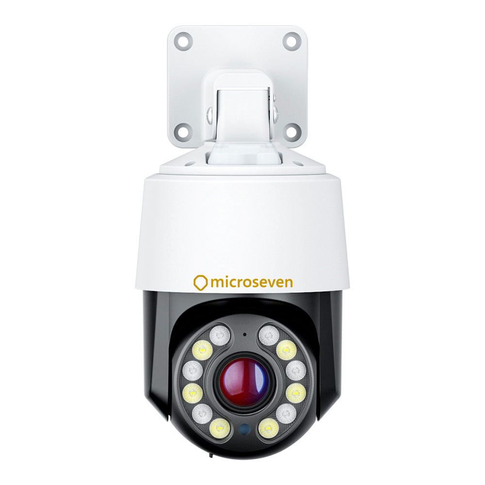 Microseven Professional Open Source Security Camera, Remote Managed, M7 14x Optical Zoom PTZ IP Camera, 8MP/4K (3840x2160p), 3.5 in, [WiFi+POE] All in One, Light active deterrence (on/off switch), Motion Tracking, IP66, Outdoor, Spotlight night vision, 2-Way Audios, FTP, Storage 256GB avail, Open source remote managed, ON-VIF, Web GUI & Apps, CMS, M7RSS, Cloud Storage, Broadcasting avail on YouTube, Meta and Microseven